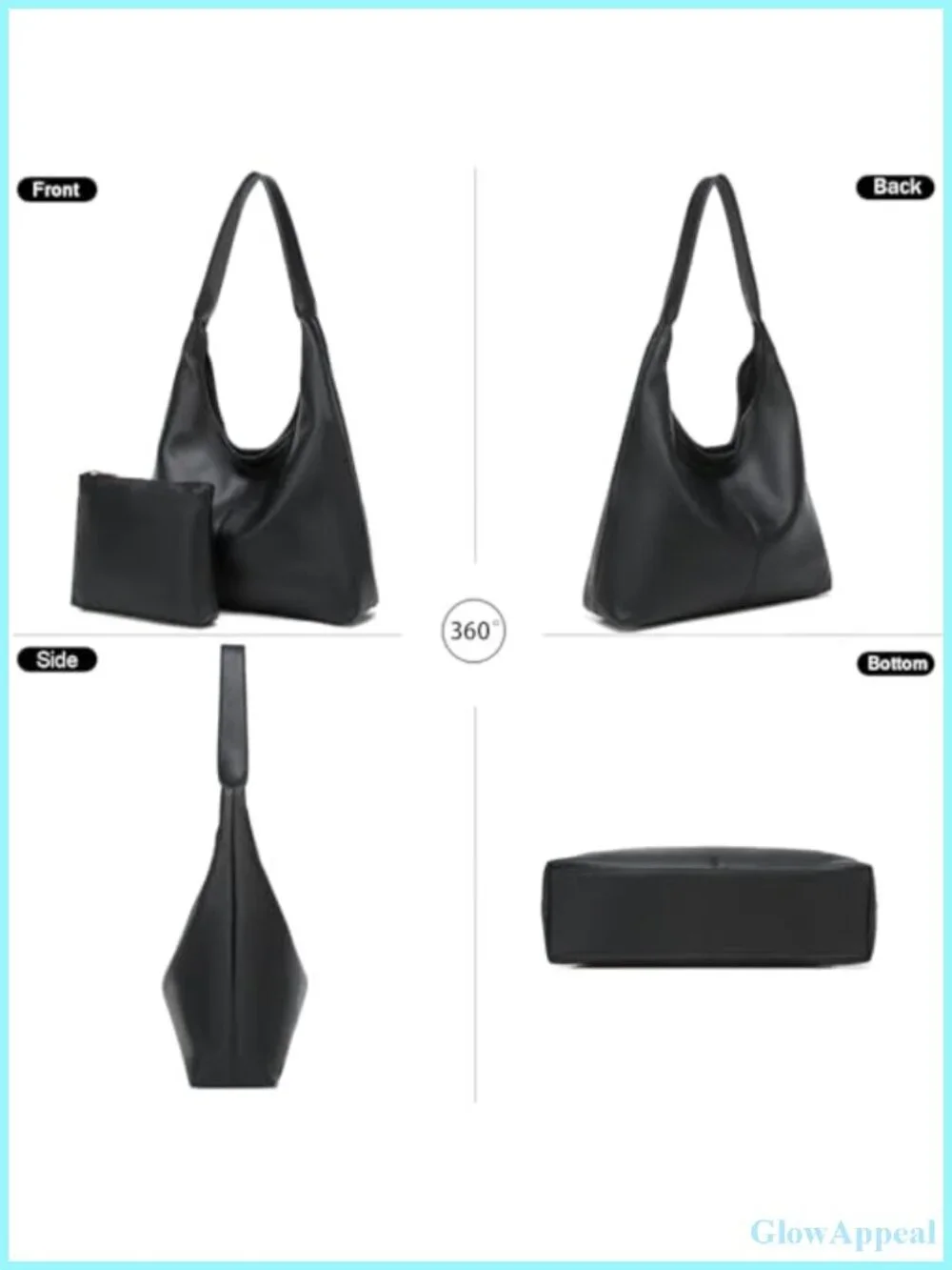 Slouchy PU Leather Hobo Shoulder Bag Women Tote Purse Work Travel